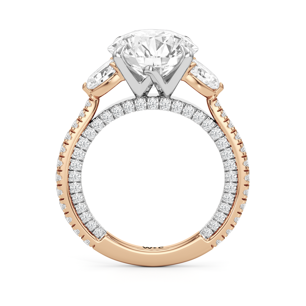 The W Crest Engagement Ring with Round Cut Diamond in 14KT Rose Gold & Platinum view 6
