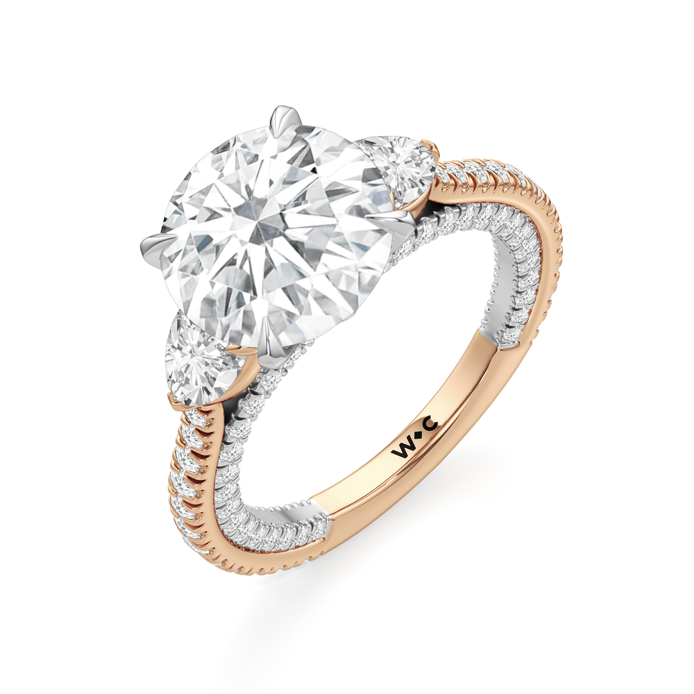 The W Crest Engagement Ring with Round Cut Diamond in 14KT Rose Gold & Platinum view 7
