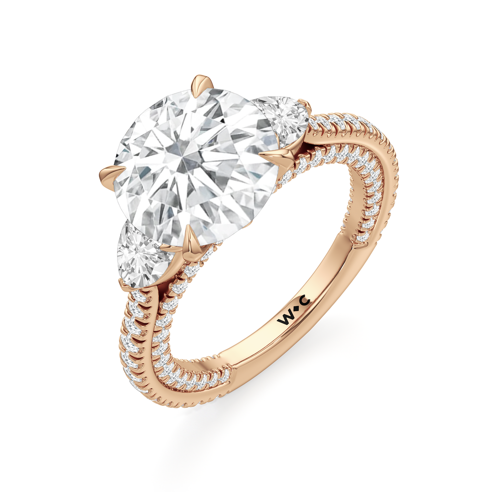 The W Crest Engagement Ring with Round Cut Diamond in 14KT Rose Gold view 7
