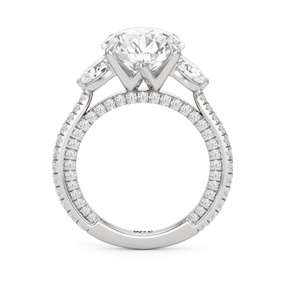The W Crest Engagement Ring with Round Cut Diamond in 14KT Platinum view 6
