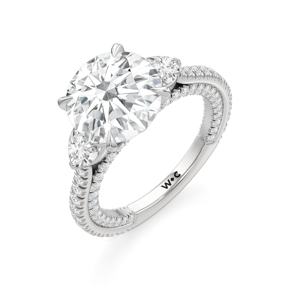 The W Crest Engagement Ring with Round Cut Diamond in 14KT Platinum view 7
