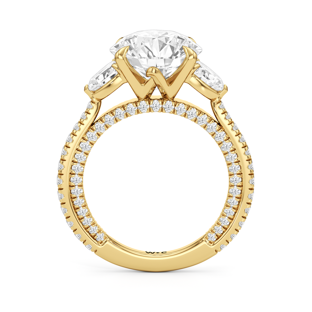 The W Crest Engagement Ring with Round Cut Diamond in 14KT Yellow Gold view 6
