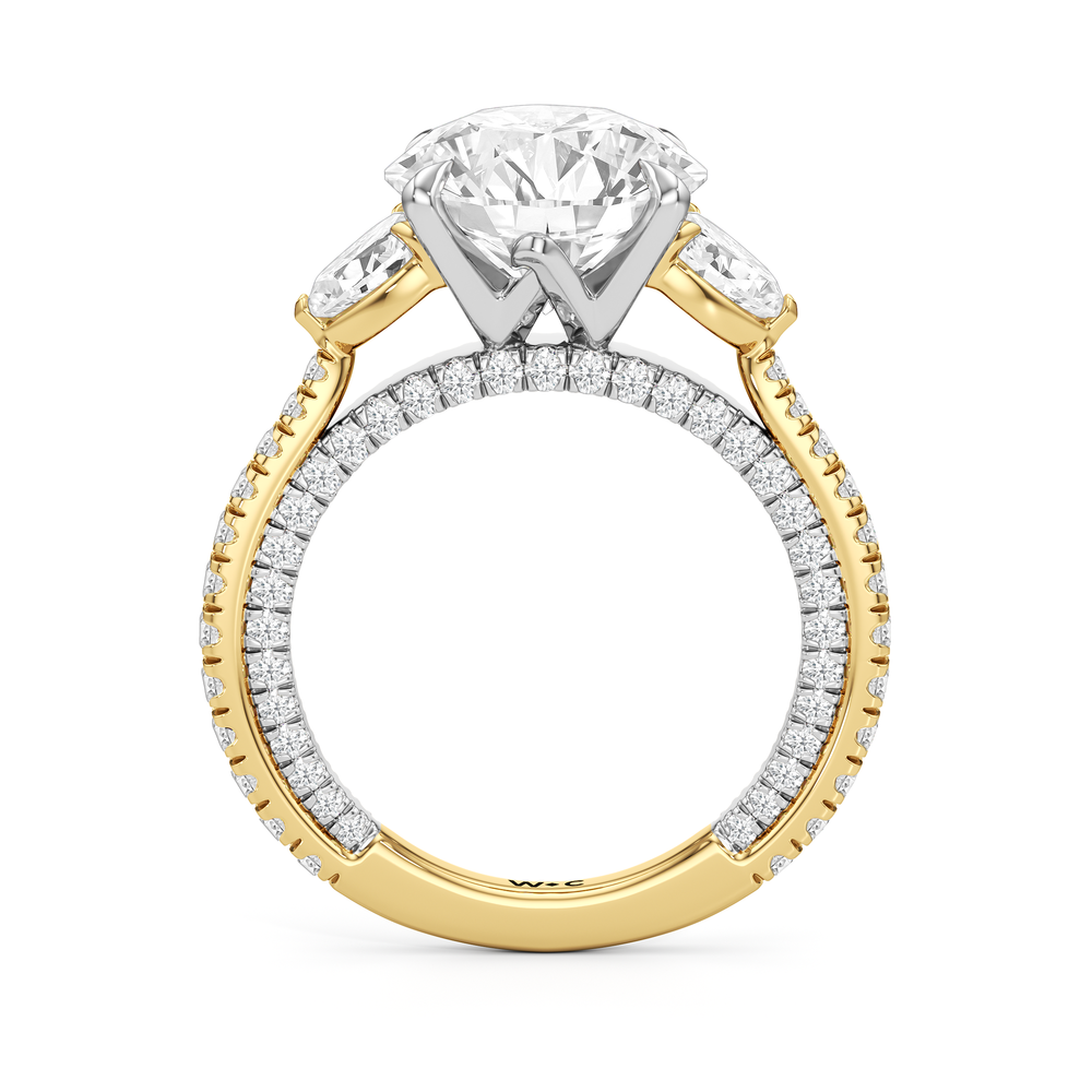 The W Crest Engagement Ring with Round Cut Diamond in 14KT Yellow Gold & Platinum view 6
