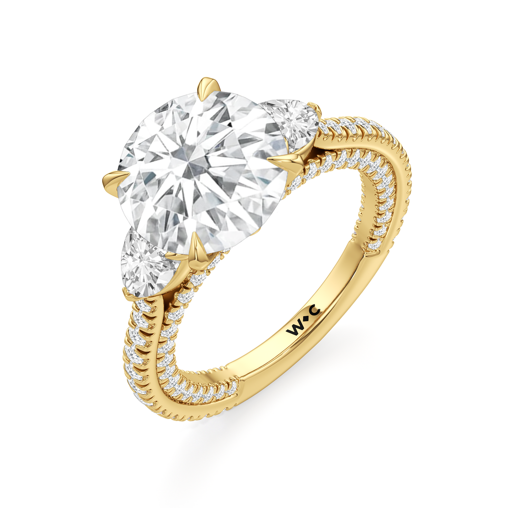 The W Crest Engagement Ring with Round Cut Diamond in 14KT Yellow Gold view 7
