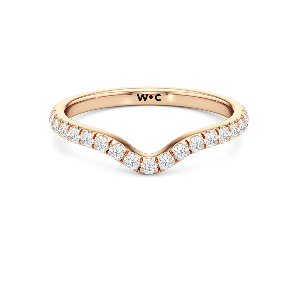 The Windsor Half Moon Side Stone Diamond Wedding Band with 18KT Rose Gold Cut Diamond in 14KT Rose Gold view 1
