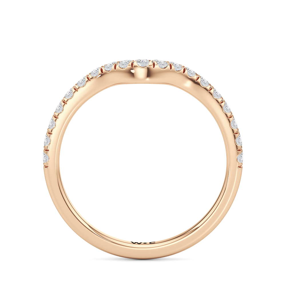 The Windsor Half Moon Side Stone Diamond Wedding Band with 18KT Rose Gold Cut Diamond in 14KT Rose Gold view 4
