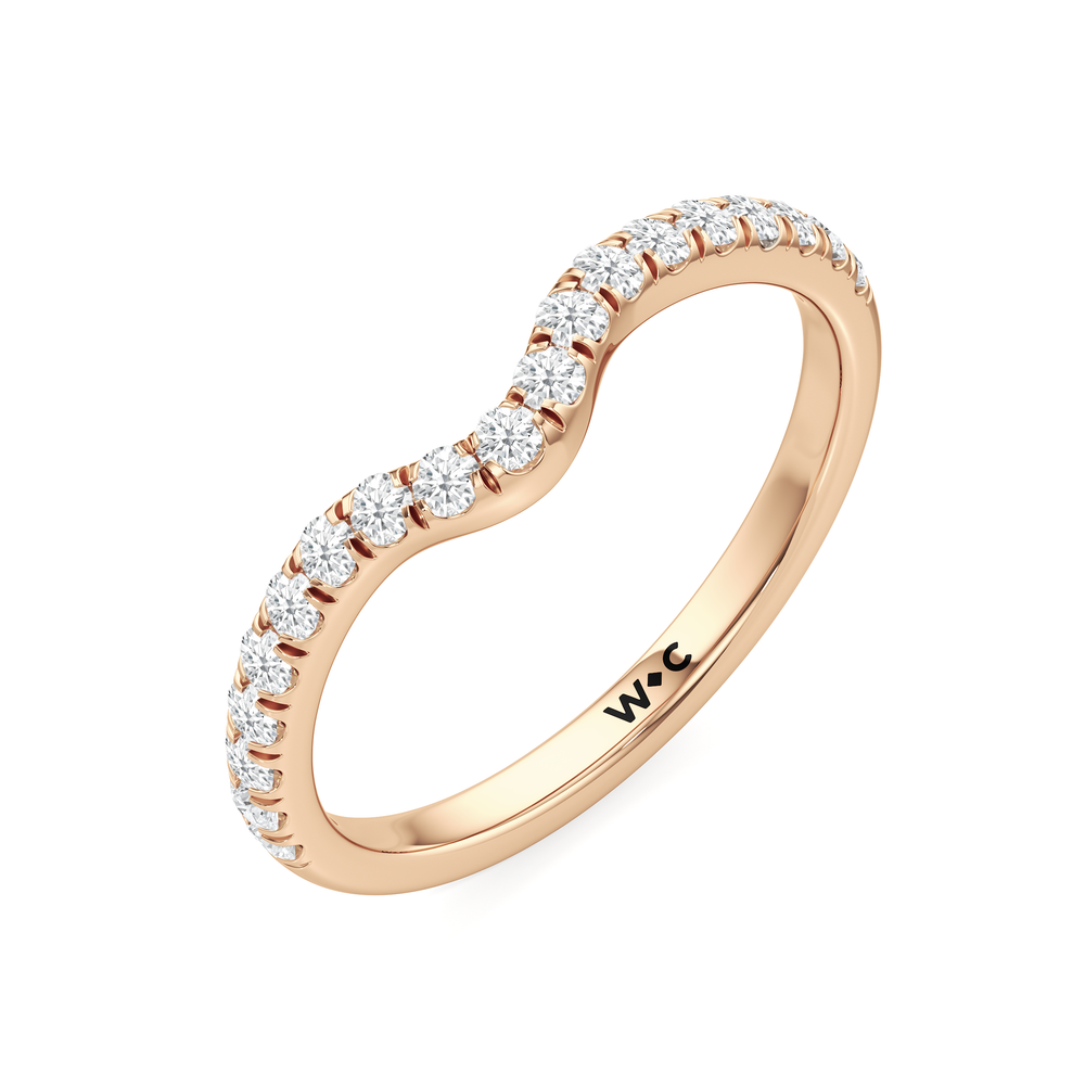 The Windsor Half Moon Side Stone Diamond Wedding Band with 18KT Rose Gold Cut Diamond in 14KT Rose Gold view 2
