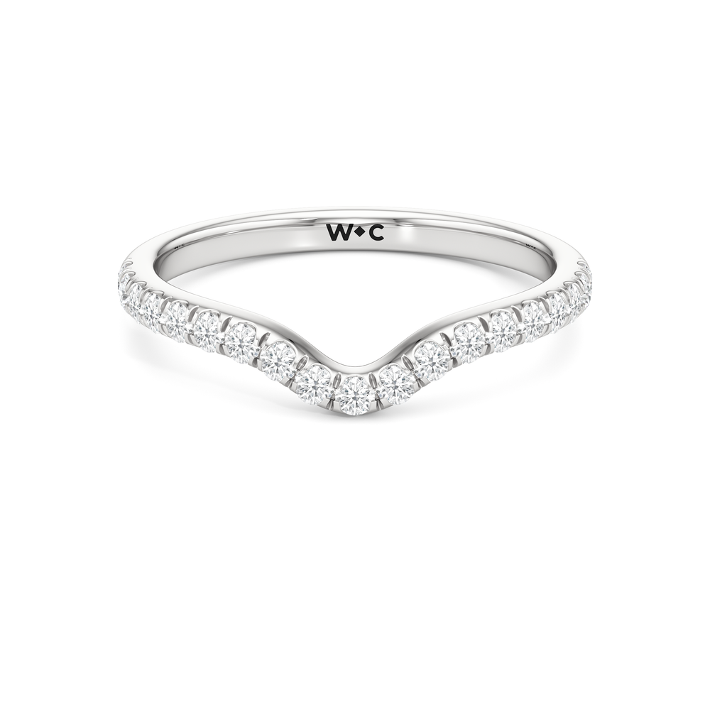 The Windsor Half Moon Side Stone Diamond Wedding Band with Platinum Cut Diamond in 14KT Platinum view 1

