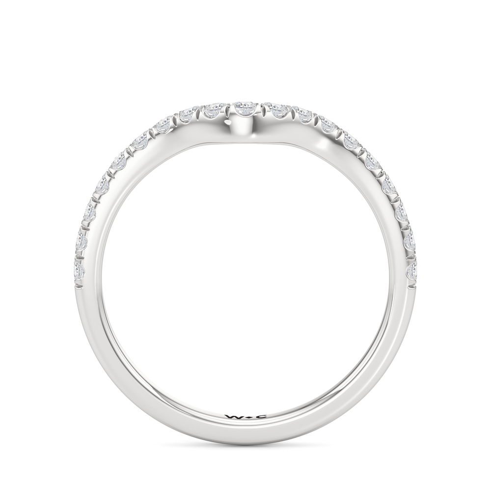 The Windsor Half Moon Side Stone Diamond Wedding Band with Platinum Cut Diamond in 14KT Platinum view 2
