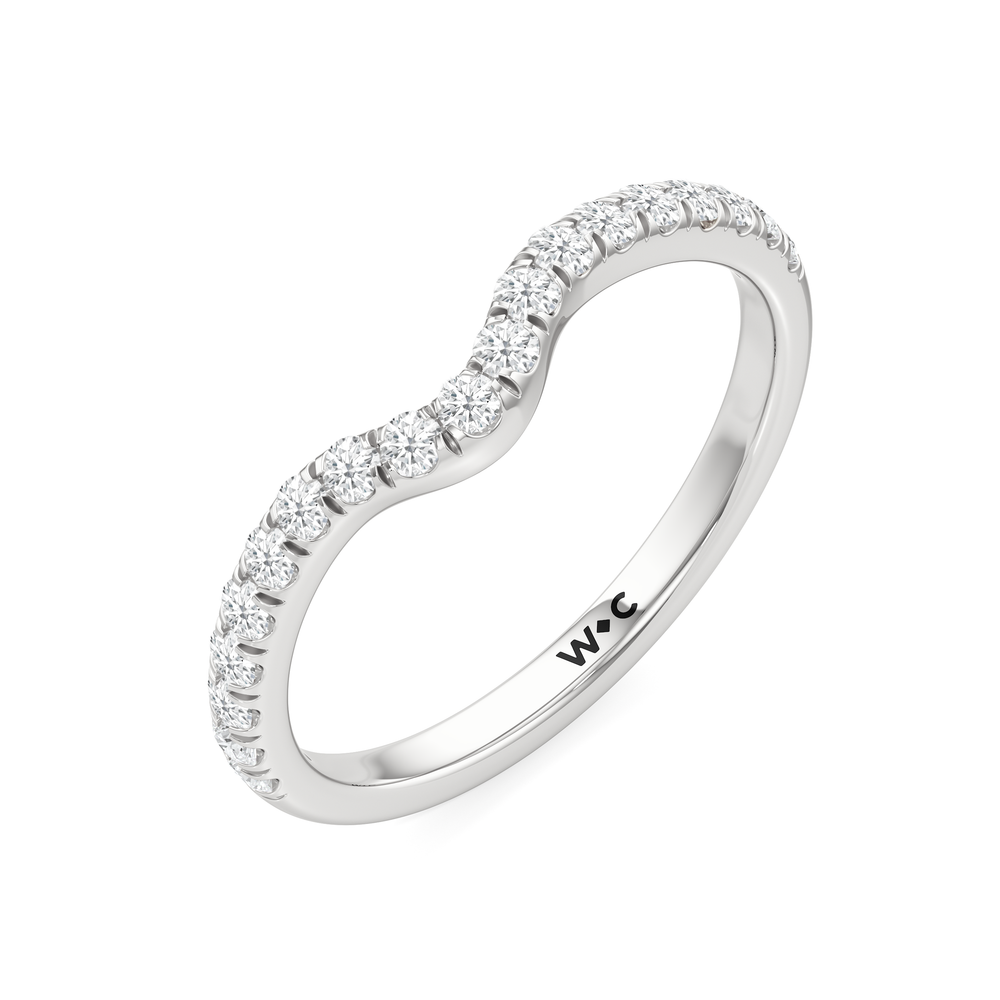 The Windsor Half Moon Side Stone Diamond Wedding Band with Platinum Cut Diamond in 14KT Platinum view 4
