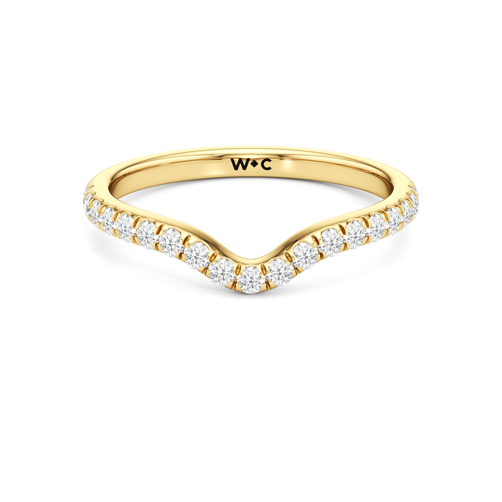 The Windsor Half Moon Side Stone Diamond Wedding Band with 18KT Yellow Gold Cut Diamond in 14KT Yellow Gold view 1

