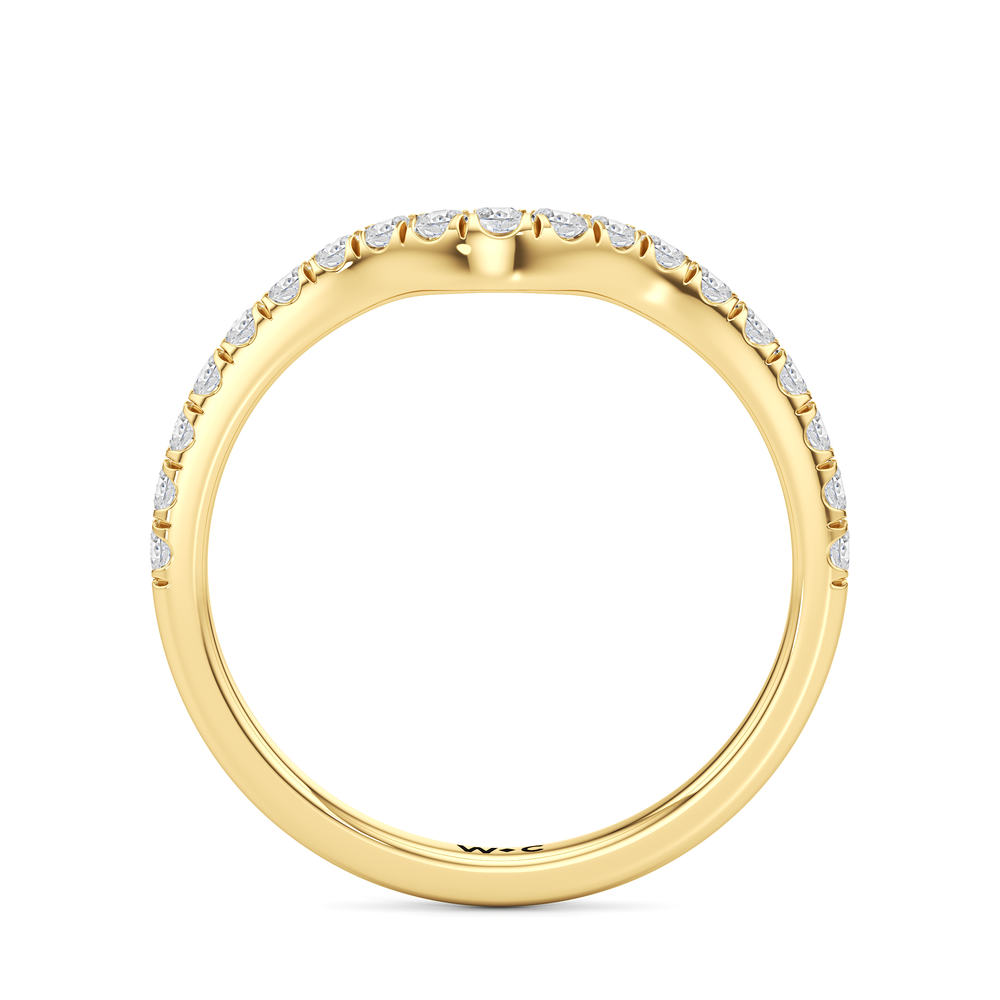 The Windsor Half Moon Side Stone Diamond Wedding Band with 18KT Yellow Gold Cut Diamond in 14KT Yellow Gold view 2
