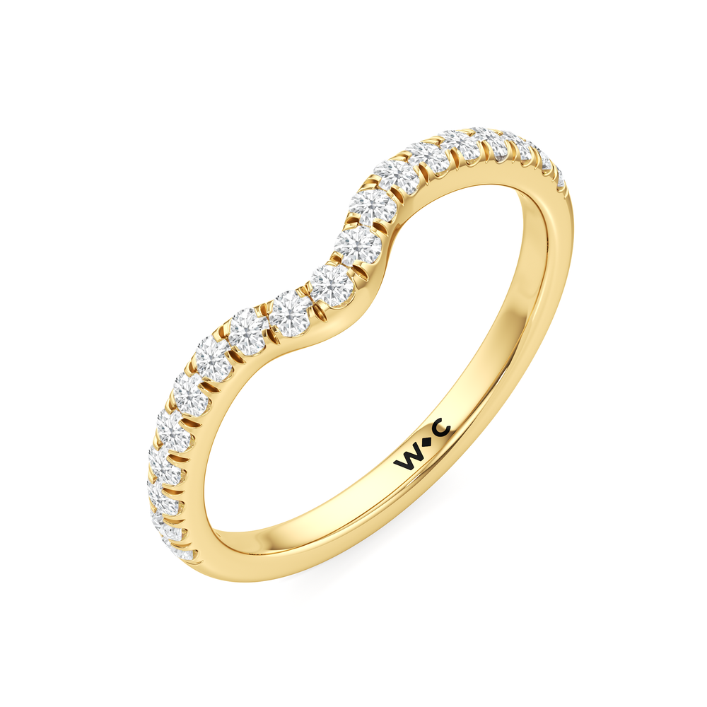 The Windsor Half Moon Side Stone Diamond Wedding Band with 18KT Yellow Gold Cut Diamond in 14KT Yellow Gold view 4
