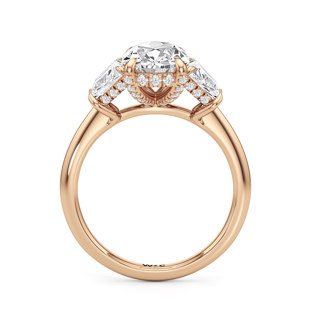 Antique Cushion Cut Elegance Trapezoid Side Stone Engagement Ring with Lab Grown Diamond in 14KT Rose Gold view 4
