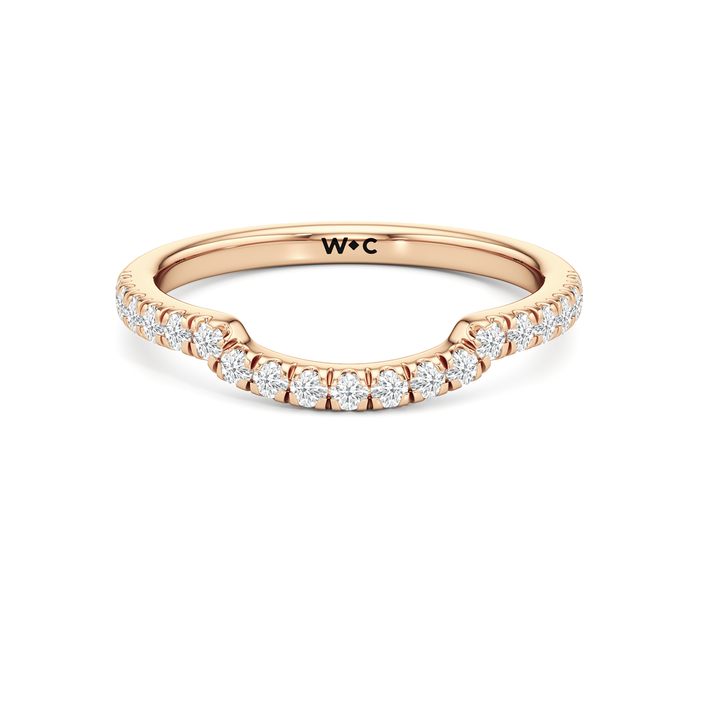The Windsor Trapezoid Side Stone Diamond Wedding Band with 18KT Rose Gold Cut Diamond in 14KT Rose Gold view 1
