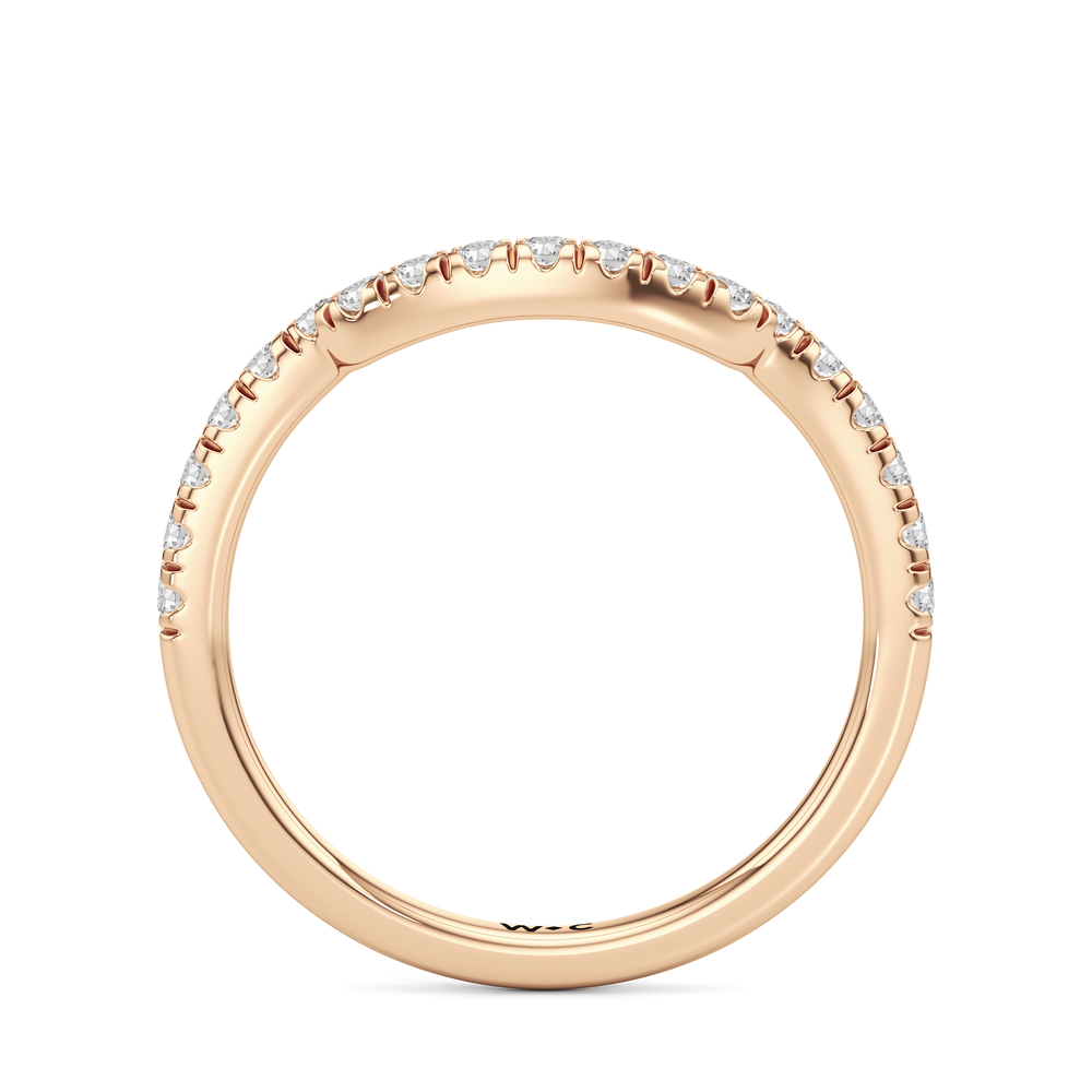 The Windsor Trapezoid Side Stone Diamond Wedding Band with 18KT Rose Gold Cut Diamond in 14KT Rose Gold view 2
