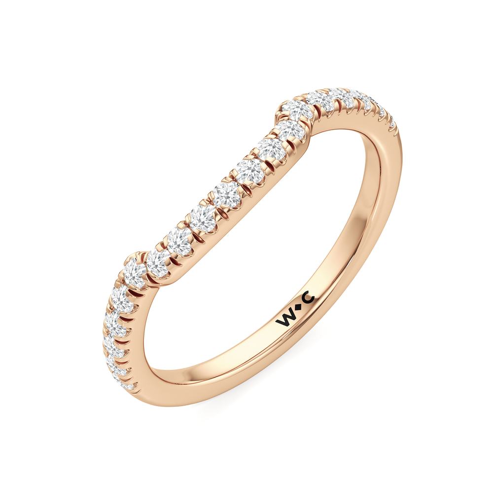 The Windsor Trapezoid Side Stone Diamond Wedding Band with 18KT Rose Gold Cut Diamond in 14KT Rose Gold view 4
