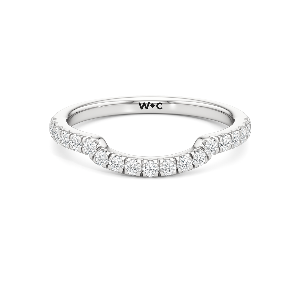 The Windsor Trapezoid Side Stone Diamond Wedding Band with Platinum Cut Diamond in 14KT Platinum view 1
