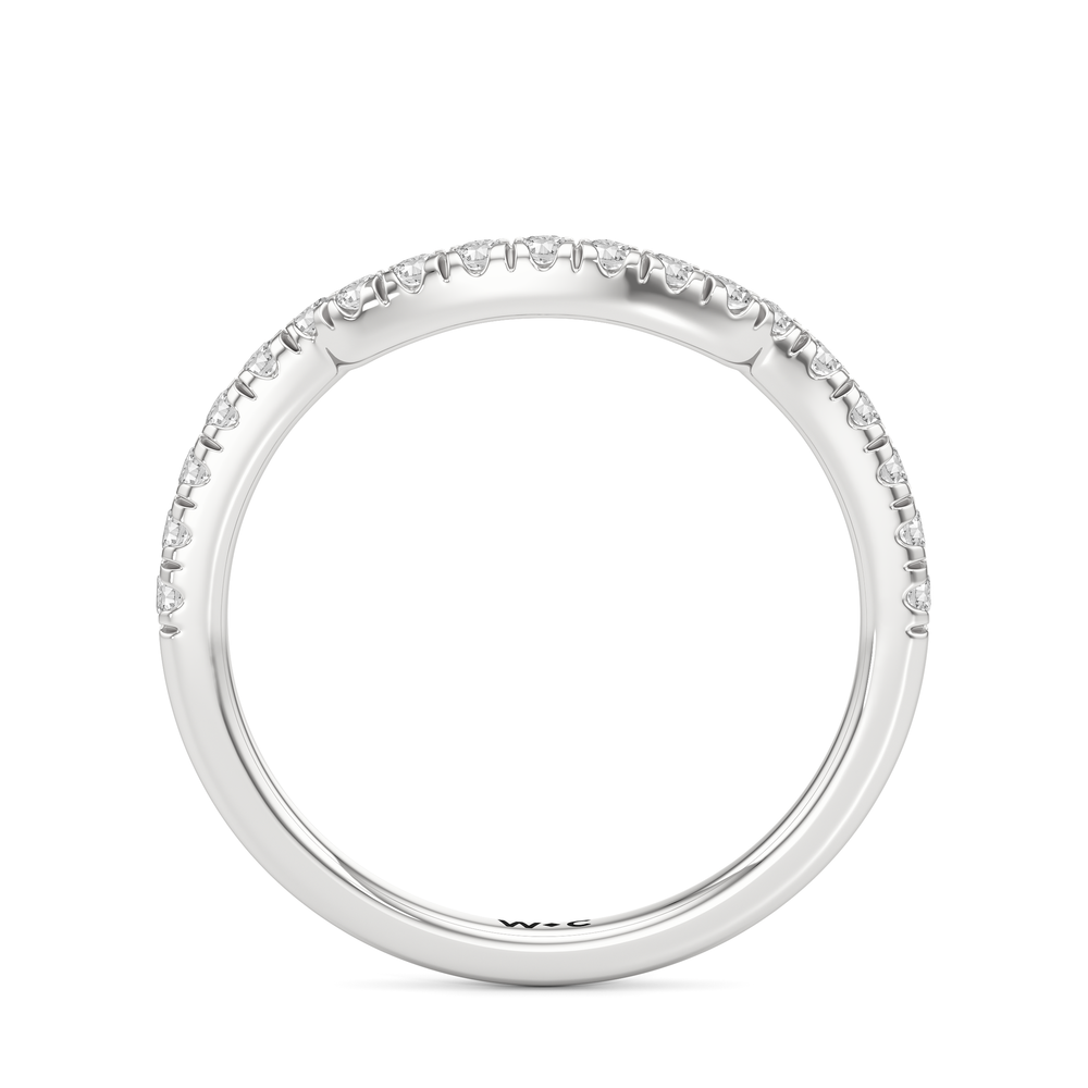 The Windsor Trapezoid Side Stone Diamond Wedding Band with Platinum Cut Diamond in 14KT Platinum view 2
