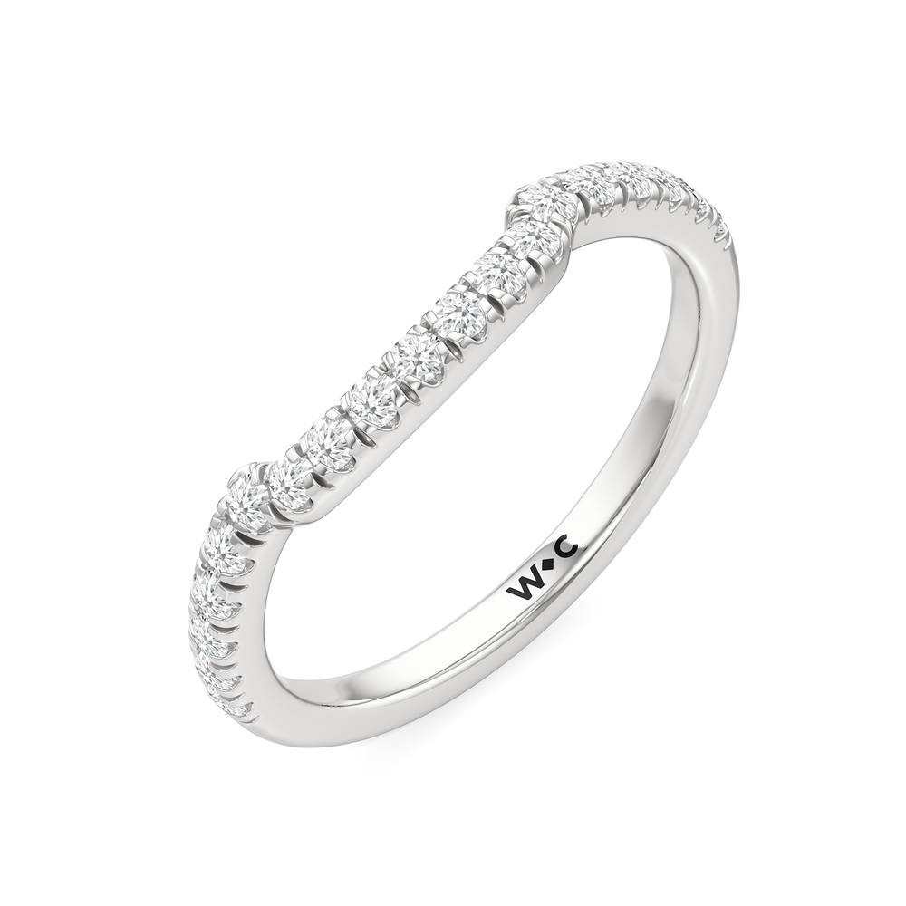 The Windsor Trapezoid Side Stone Diamond Wedding Band with Platinum Cut Diamond in 14KT Platinum view 4
