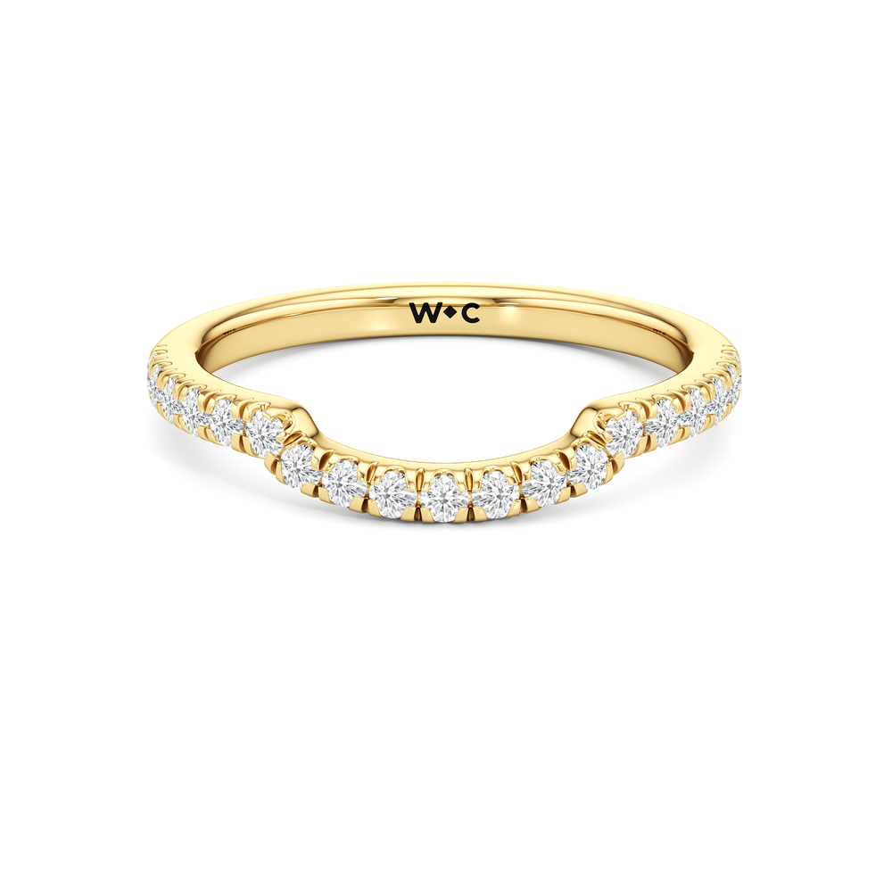 The Windsor Trapezoid Side Stone Diamond Wedding Band with 18KT Yellow Gold Cut Diamond in 14KT Yellow Gold view 1
