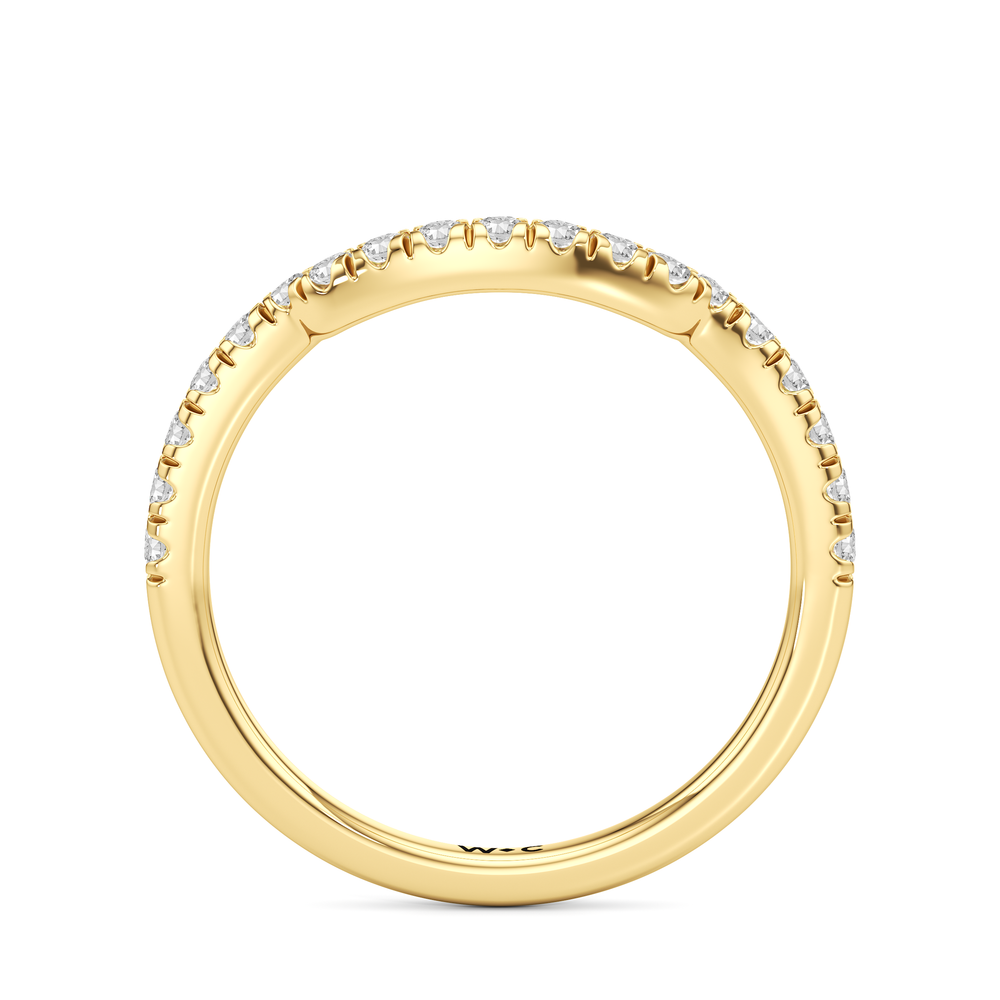 The Windsor Trapezoid Side Stone Diamond Wedding Band with 18KT Yellow Gold Cut Diamond in 14KT Yellow Gold view 2
