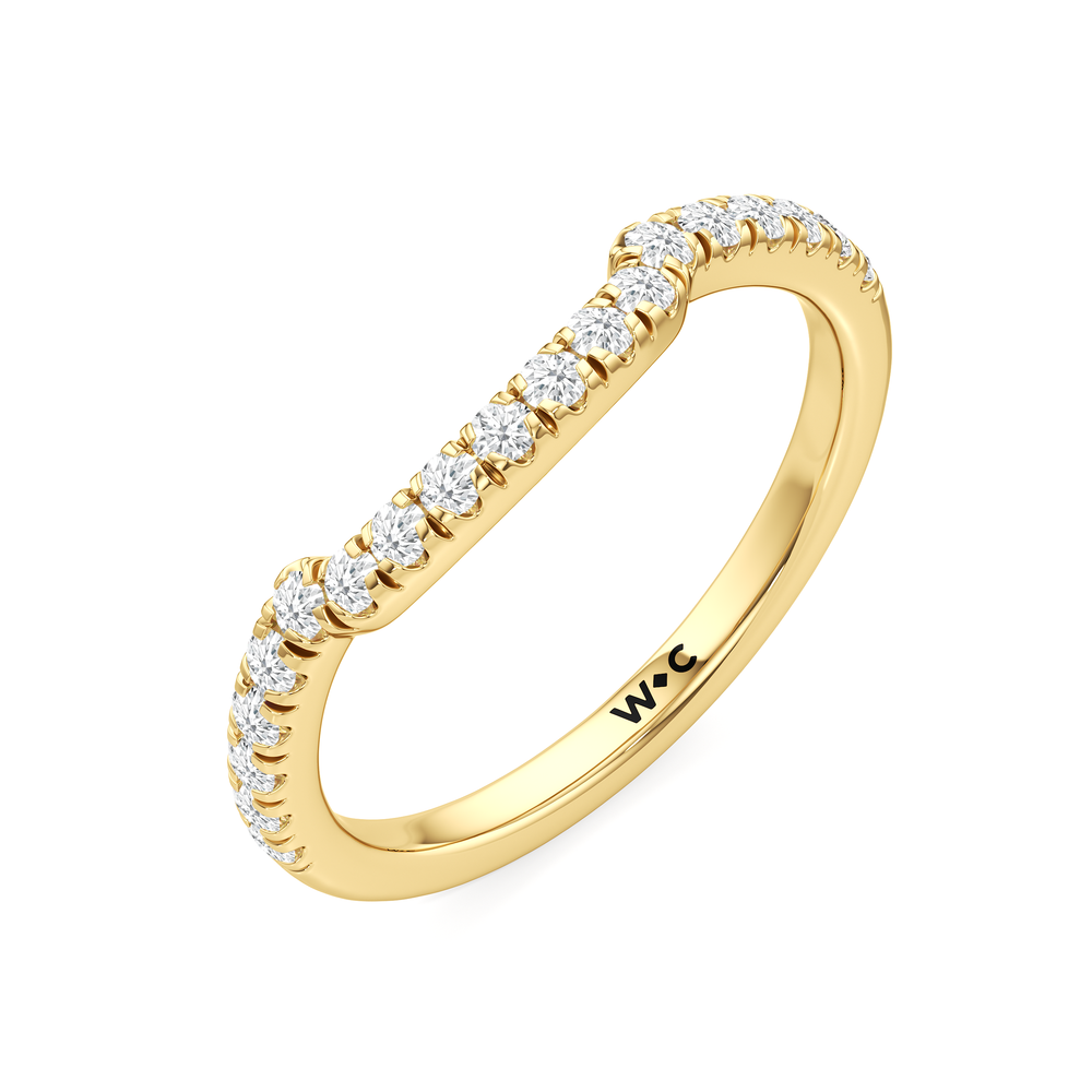 The Windsor Trapezoid Side Stone Diamond Wedding Band with 18KT Yellow Gold Cut Diamond in 14KT Yellow Gold view 4
