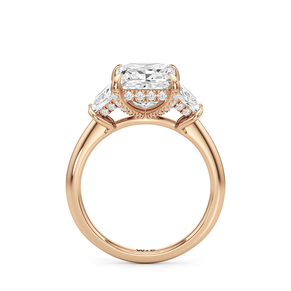 The Windsor Trapezoid Side Stone Engagement Ring with Princess Cut Diamond in 14KT Rose Gold view 2
