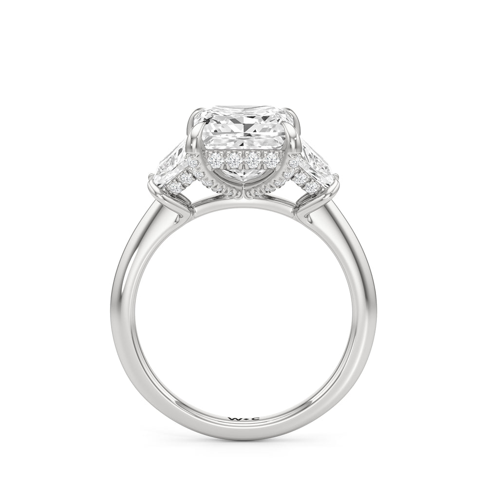 The Windsor Trapezoid Side Stone Engagement Ring with Princess Cut Diamond in 14KT Platinum view 2
