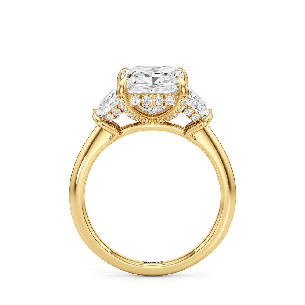 The Windsor Trapezoid Side Stone Engagement Ring with Princess Cut Diamond in 14KT Yellow Gold view 2

