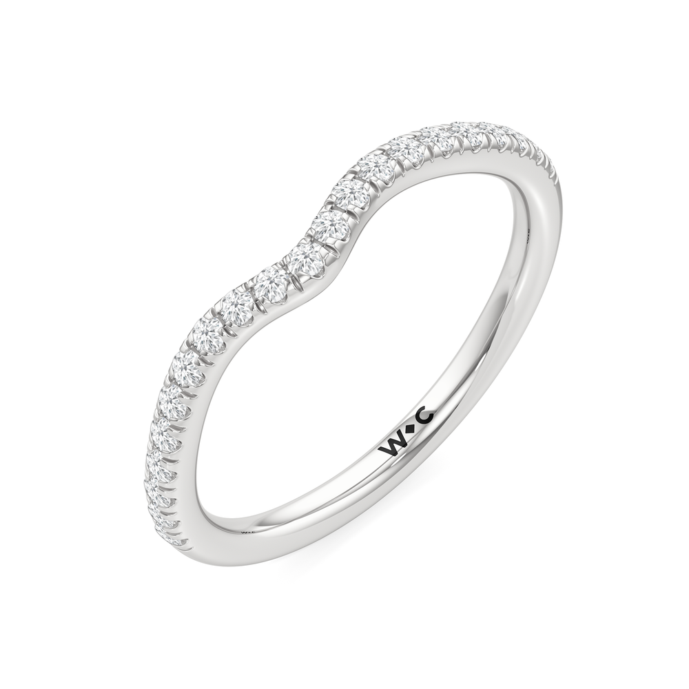 Elegance Baguette Three Stone Diamond Wedding Band with Platinum Cut Diamond in 14KT Platinum view 6
