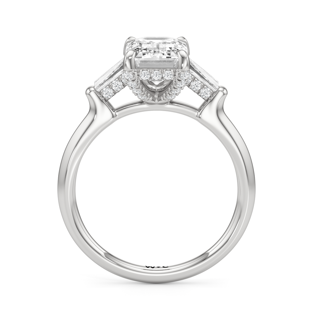 The Windsor Baguette Side Stone Engagement Ring with Emerald Cut Diamond in 14KT Platinum view 2
