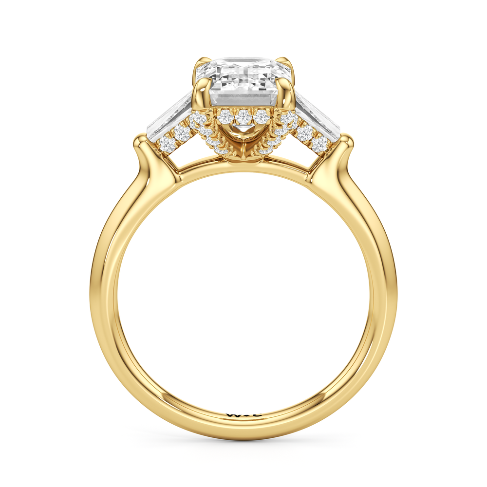 The Windsor Baguette Side Stone Engagement Ring with Emerald Cut Diamond in 14KT Yellow Gold view 2
