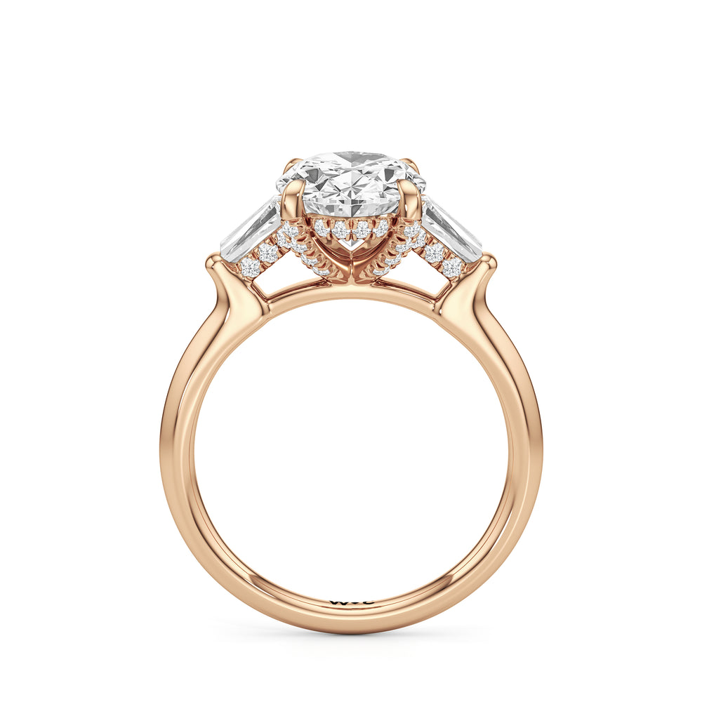 The Windsor Baguette Side Stone Engagement Ring with Oval Cut Diamond in 14KT Rose Gold view 2
