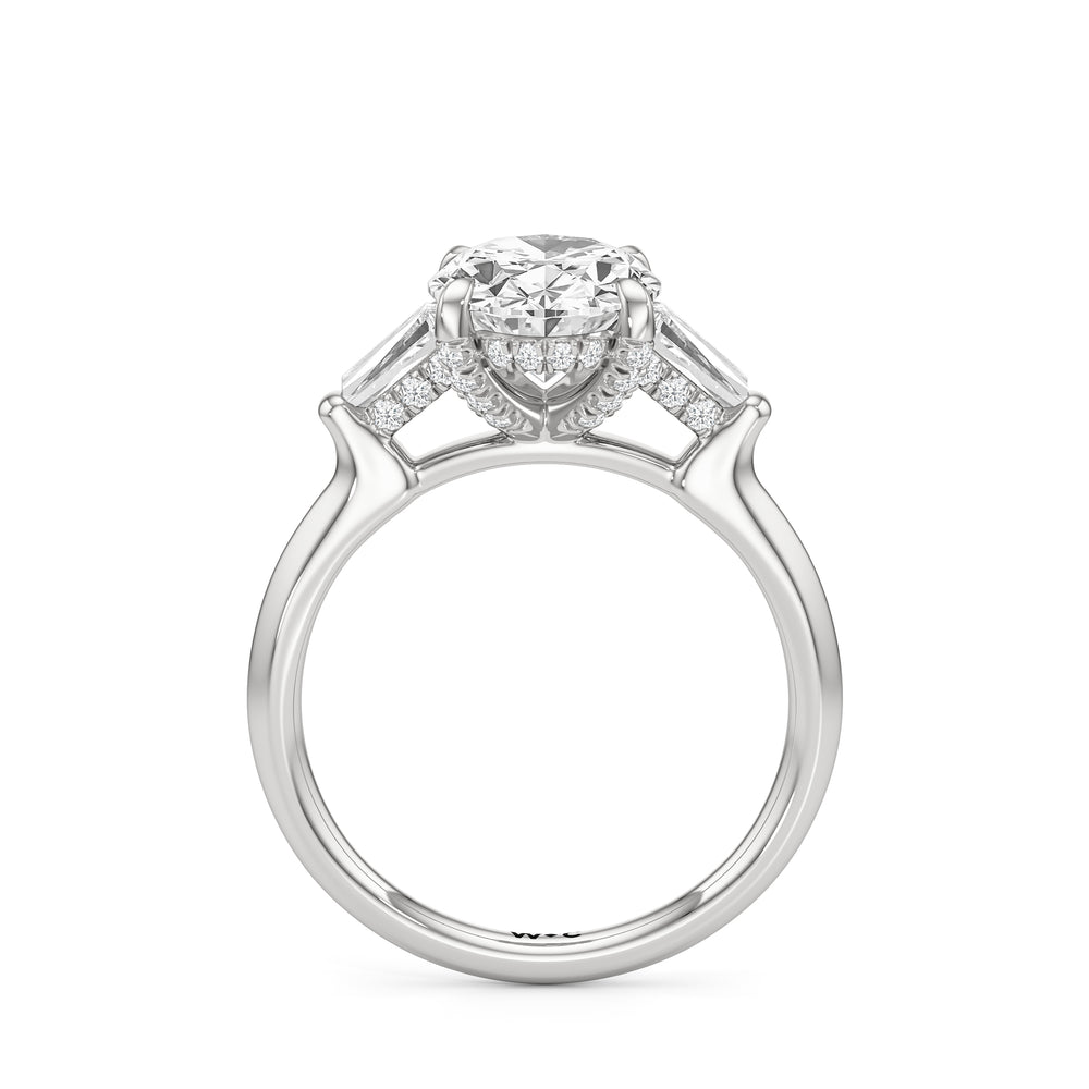 The Windsor Baguette Side Stone Engagement Ring with Oval Cut Diamond in 14KT Platinum view 2
