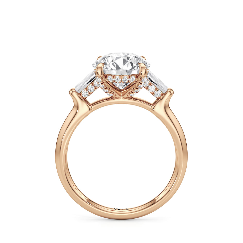 The Windsor Baguette Side Stone Engagement Ring with Round Cut Diamond in 14KT Rose Gold view 2
