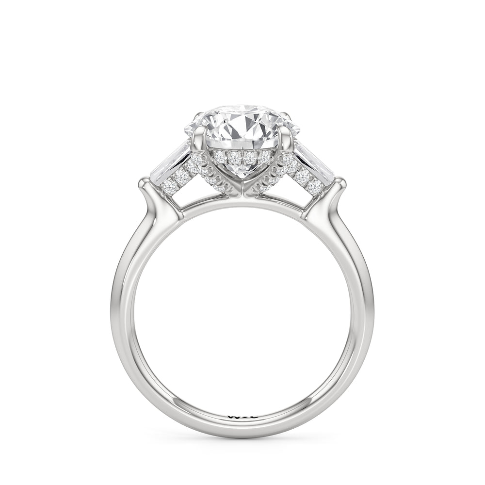 The Windsor Baguette Side Stone Engagement Ring with Round Cut Diamond in 14KT Platinum view 2
