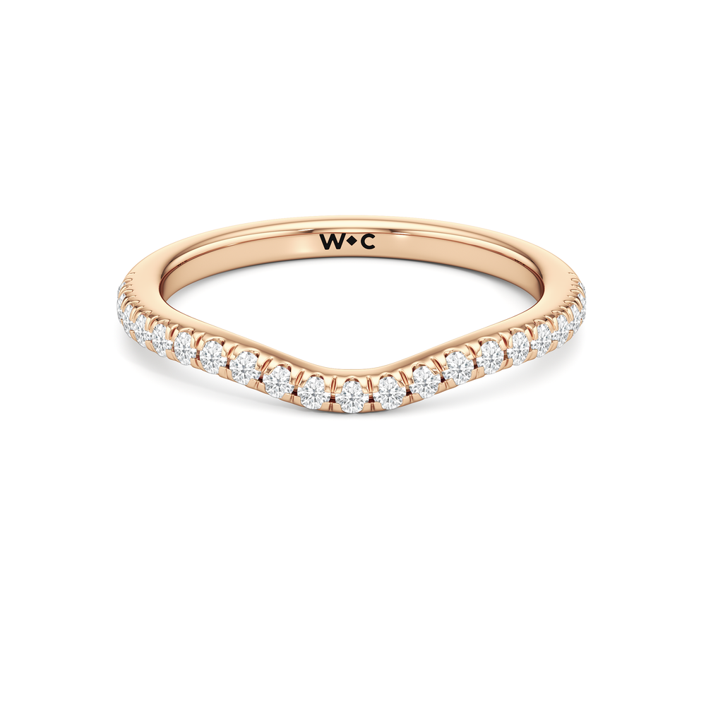 The Windsor Three Stone Trillion Diamond Wedding Band with 18KT Rose Gold Cut Diamond in 14KT Rose Gold view 1
