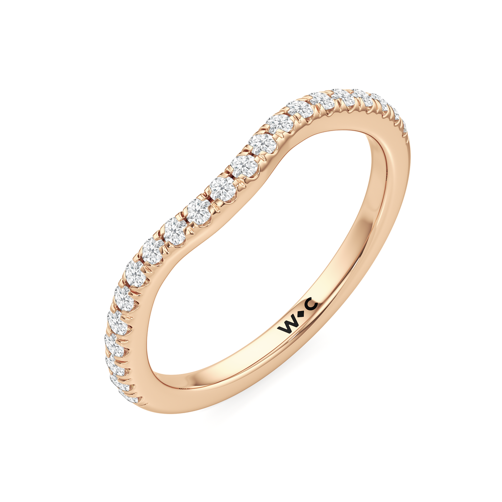 The Windsor Three Stone Trillion Diamond Wedding Band with 18KT Rose Gold Cut Diamond in 14KT Rose Gold view 3
