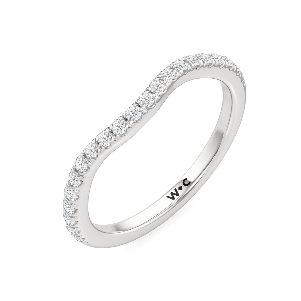 The Windsor Three Stone Trillion Diamond Wedding Band with Platinum Cut Diamond in 14KT Platinum view 3
