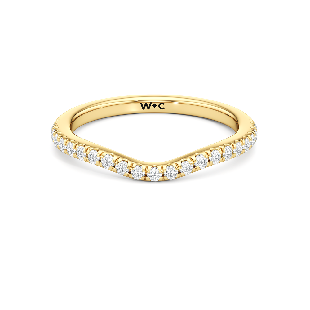 The Windsor Three Stone Trillion Diamond Wedding Band with 18KT Yellow Gold Cut Diamond in 14KT Yellow Gold view 1

