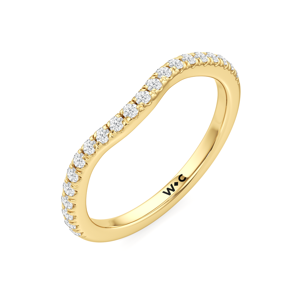 The Windsor Three Stone Trillion Diamond Wedding Band with 18KT Yellow Gold Cut Diamond in 14KT Yellow Gold view 3
