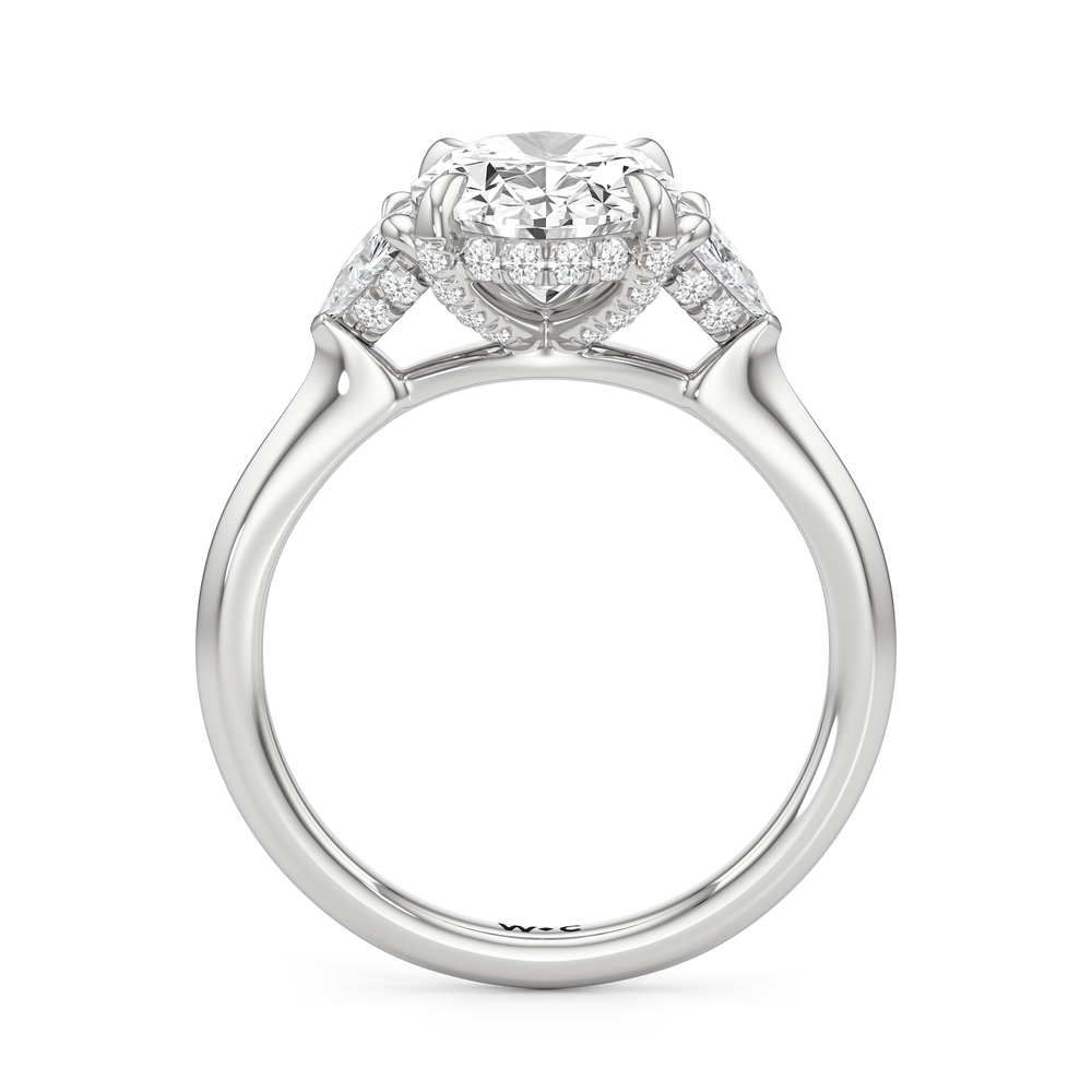 The Windsor Three Stone Trillion Engagement Ring with Oval Cut Diamond in 14KT Platinum view 3
