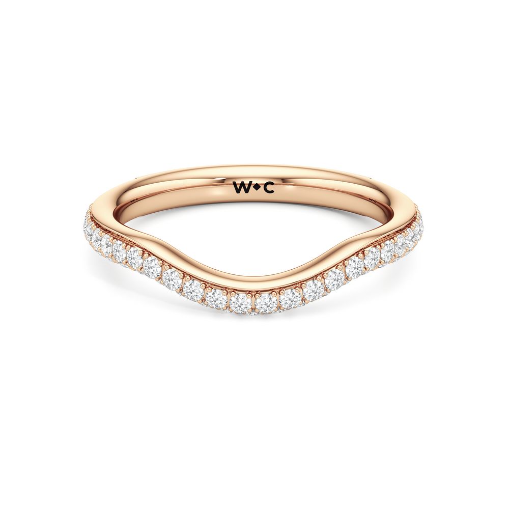 The Windsor Trapezoid Three Stone Diamond Wedding Band with 18KT Rose Gold Cut Diamond in 14KT Rose Gold view 2
