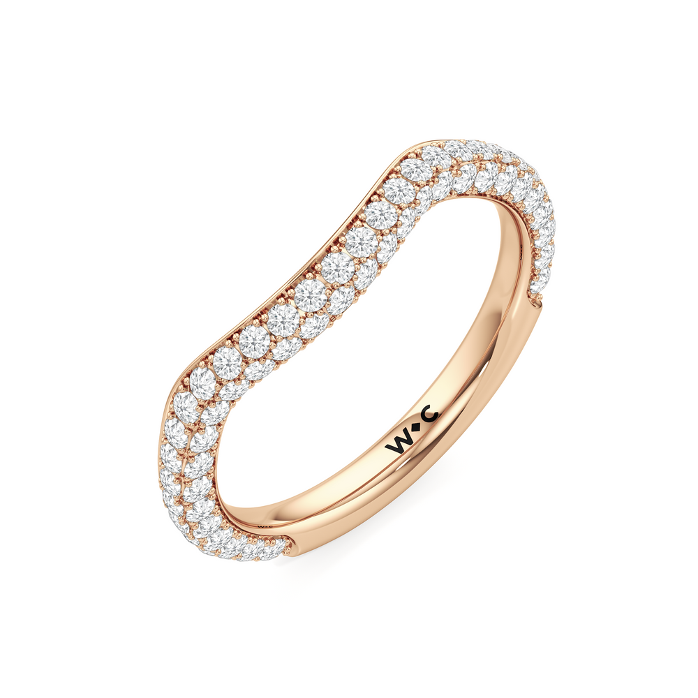 The Windsor Trapezoid Three Stone Diamond Wedding Band with 18KT Rose Gold Cut Diamond in 14KT Rose Gold view 6
