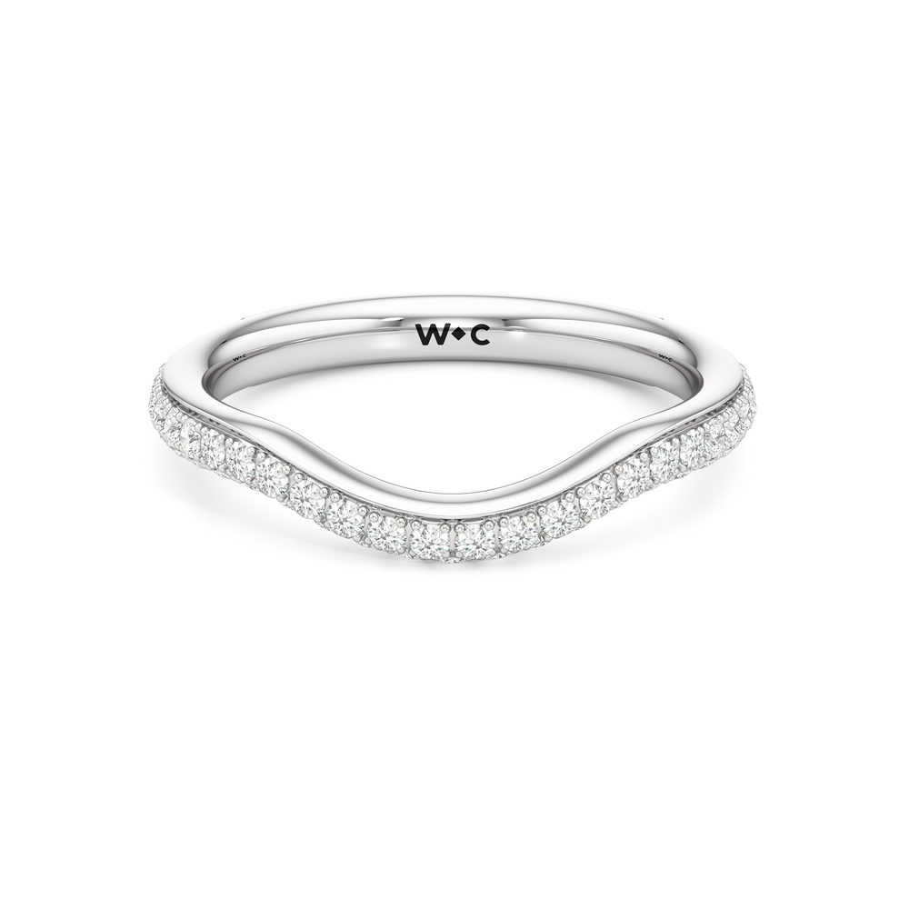 The Windsor Trapezoid Three Stone Diamond Wedding Band with Platinum Cut Diamond in 14KT Platinum view 2
