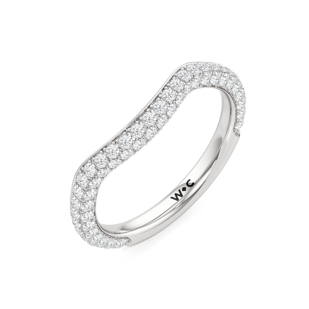 The Windsor Trapezoid Three Stone Diamond Wedding Band with Platinum Cut Diamond in 14KT Platinum view 6
