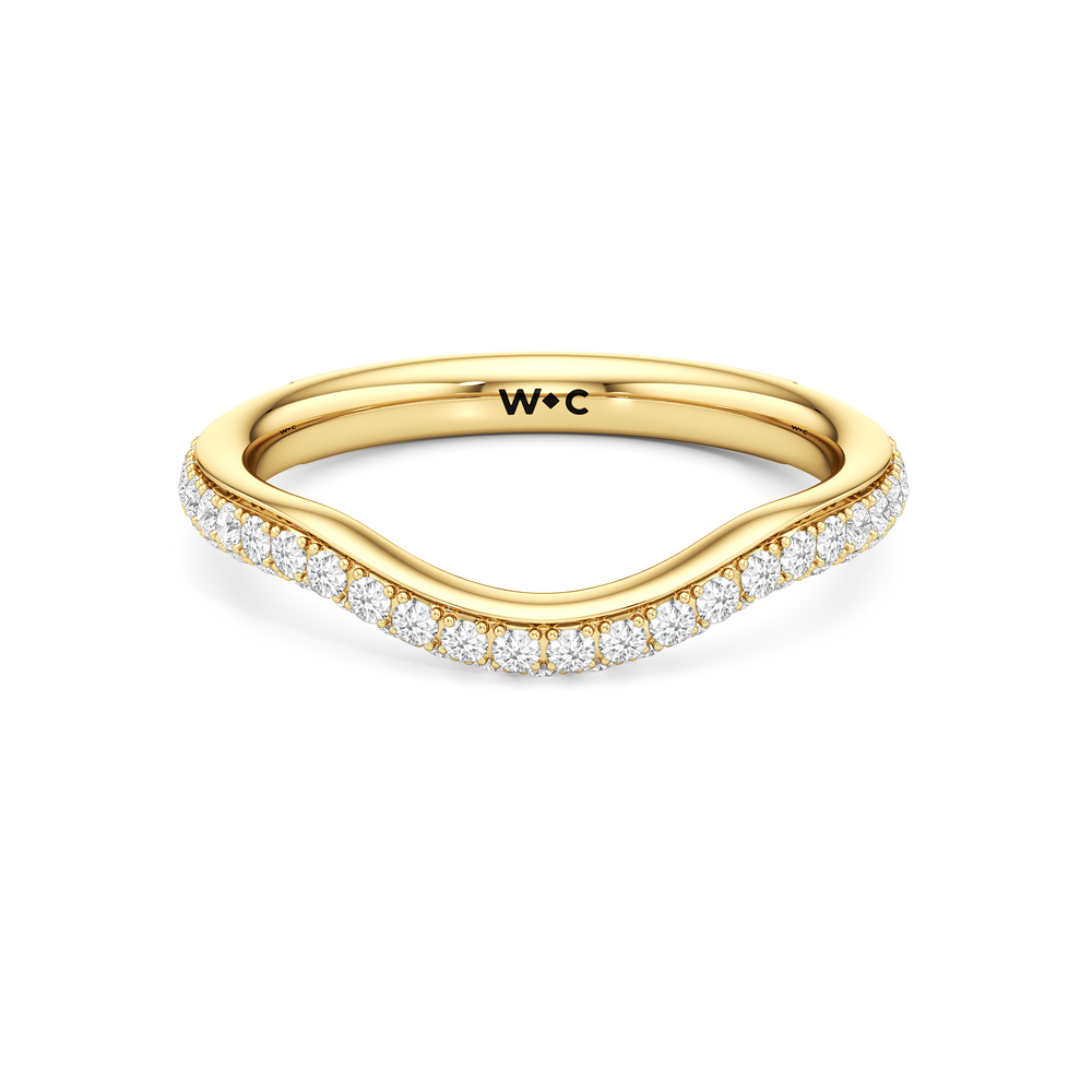 The Windsor Trapezoid Three Stone Diamond Wedding Band with 18KT Yellow Gold Cut Diamond in 14KT Yellow Gold view 2
