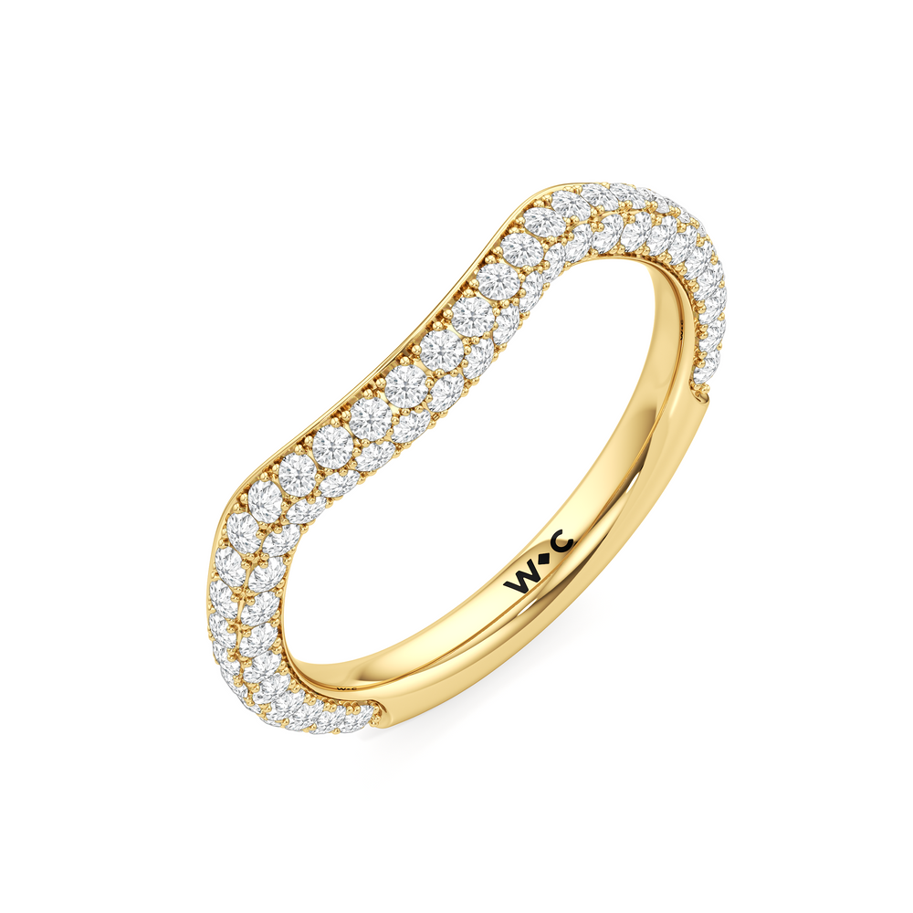 The Windsor Trapezoid Three Stone Diamond Wedding Band with 18KT Yellow Gold Cut Diamond in 14KT Yellow Gold view 6
