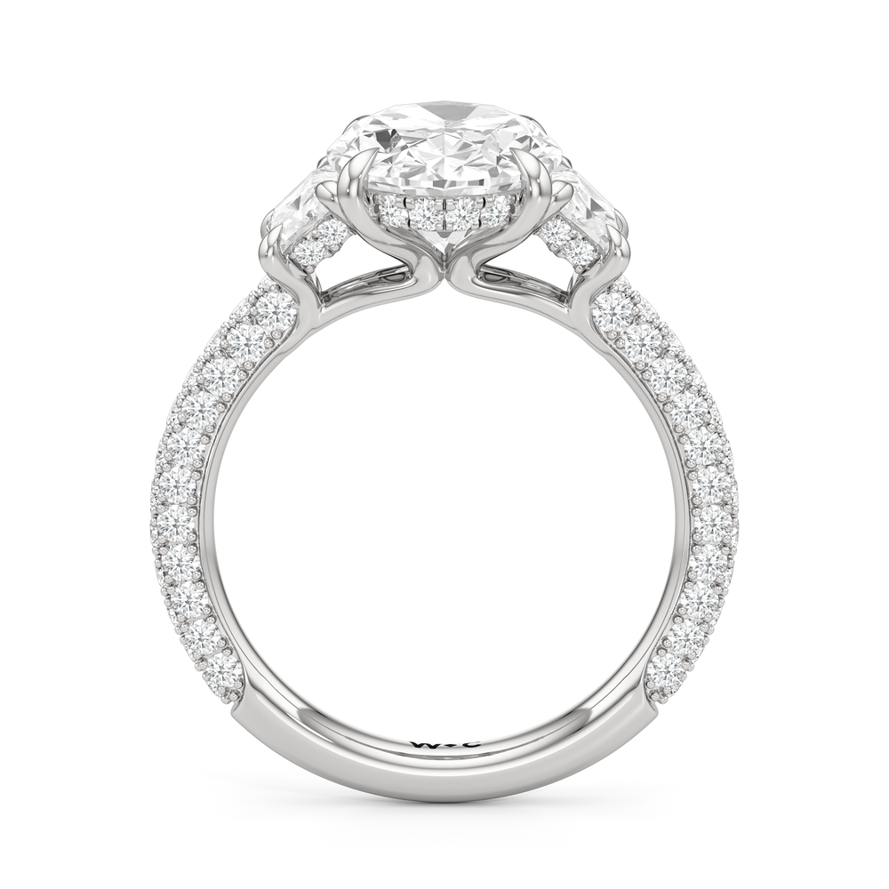 The Windsor Trapezoid Three Stone Ring with Oval Cut Diamond in 14KT Platinum view 6
